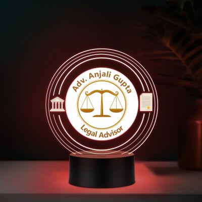 Personalized Advocate LED Lamp, Custom Name Acrylic Light with Automatic Color Changing Light Advocat Office Decorative Desk Lamp with Black Base GIF for Lawyer & Advocate